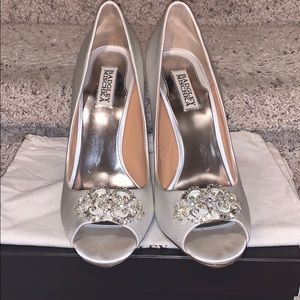 Badgley Mischka Susan White Satin Heels